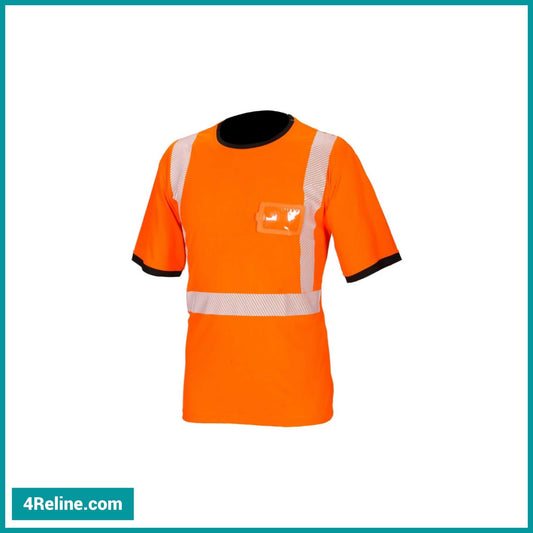 T-Shirt with ID Pocket and Segmented Reflective Tape, Hi-Vis