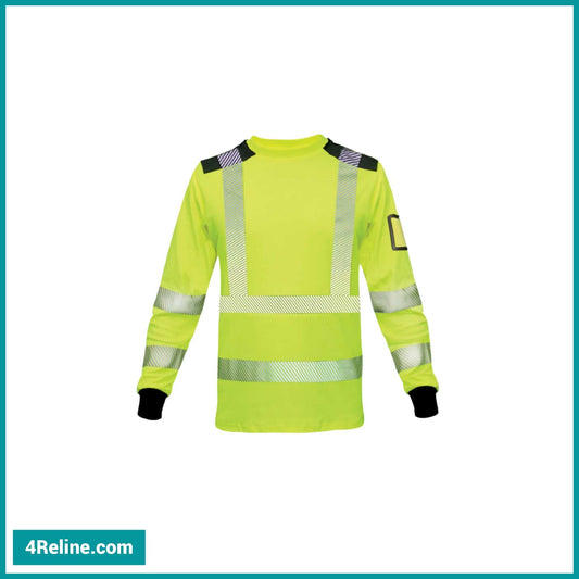 Long-Sleeve Hi-Vis Shirt with ID Pocket and Segmented Reflective Tape