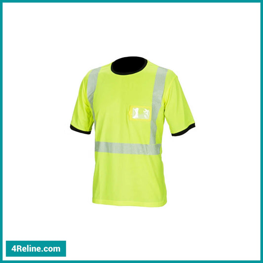 T-Shirt with ID Pocket and Segmented Reflective Tape, Hi-Vis